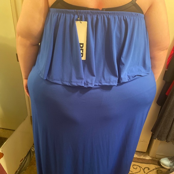 Reb Dolls Plus-Size Ruffle Strapless A Line Maxi Dress, Blue, Size 5x - Picture 2 of 3